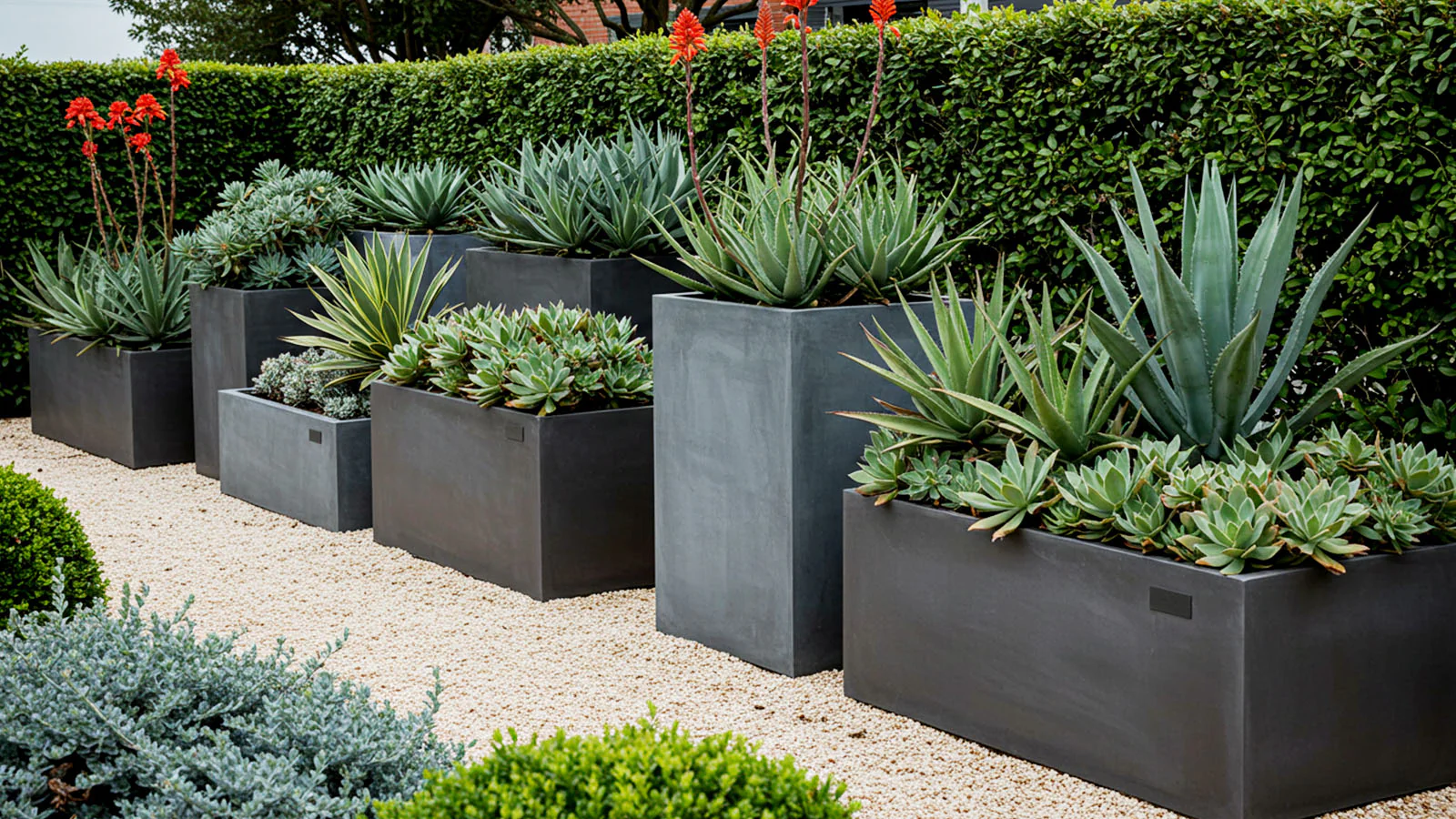 Smooth Cylinder Planters Introduce Sleek Silhouettes Into Balanced Plant Arrangements